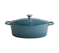 APS 88316 Bräter mit Deckel "5 STARS", Gusseisen, induktionsgeeignet, ofenfest, inkl. Deckelhalter, 33 x 25 cm, 5 Liter, türkis