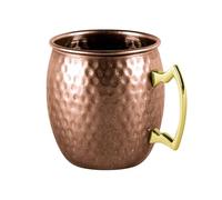APS 93311 Mug « MOSCOW MULE », Ø 9 cm, hauteur 10 cm, 0,5 litres, acier inoxydable, aspect cuivre, surface martelée, poli miroir