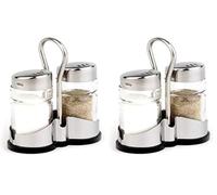 APS CF295 Salière et poivrière économique avec cadre en acier inoxydable, shaker en verre avec couvercle en acier inoxydable, 8 x 4 x 13 cm (Lot de 2)