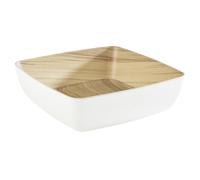 APS "Frida, bol en mélamine presque incassable, 16,5 x 16,5 x 5,5 cm, bol à céréales, saladier, empilable, intérieur aspect bois, blanc, passe au lave-vaisselle