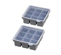 APS Germany Bac à glaçons en silicone avec couvercle transparent gris - Lot de 2