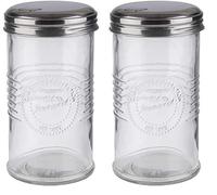 APS "Old Fashioned sugar doser - distributeur de sucre avec clapet de dosage, verre/acier inoxydable, volume 350 ml (Lot de 2)