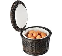APS Panier à oeufs "PROFI LINE" - panier à oeufs noir/brun, avec fil inox dans le bord, pour env. 20 oeufs, doublure en tissu, Ø 26cm, hauteur 17cm