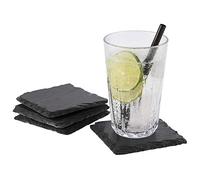 Sous-verre en ardoise naturelle, set de 4, 100 x 100 mm