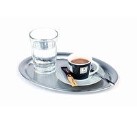 Plateau de service CAFE, ovale, acier inoxydable mat