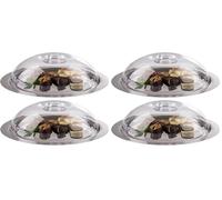 APS Plateau avec chapeau Finesse, assiette avec couvercle, plateau de service, chapeau en polystyrène, assiette en acier inoxydable 18/0, 22,5 x 22,5 cm, empilable. (Lot de 4)