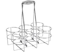 APS Porte-bouteilles, panier à bouteilles, récipient pour 6 bouteilles, anneau Ø 9,5 cm, 21,5 x 32 cm, hauteur 33 cm, en métal chromé