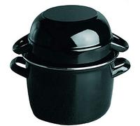 APS pot à moules en acier émaillé noir, capacité 3,3 litres, couvercle 1,6 litres, 22,5 x 26,5 cm, hauteur 18 cm