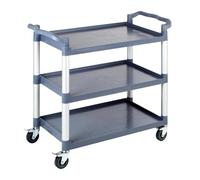 Grand Chariot de service alu 3 plateaux polypropylène