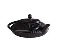 APS Théière « Asia » en fonte, intérieur émaillé, passoire à thé, idéale pour 2 à 3 tasses, dimensions : 18 x 19,5 cm, hauteur : 15 cm, volume : 0,8 l, noire