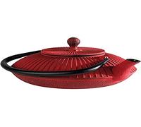 APS Théière Asia en fonte, intérieur émaillé, passoire à thé, idéale pour 2 à 3 tasses, dimensions : 18 x 19,5 cm, hauteur : 15 cm, volume : 0,8 l, rouge