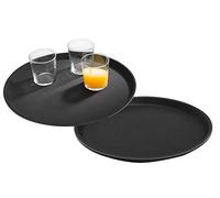 APS Tray Gastro Set de 2, Plateaux de Service Noirs, Plateaux en PRV avec Surface antidérapante, Ø 40,5 x Hauteur 2 cm, Noir