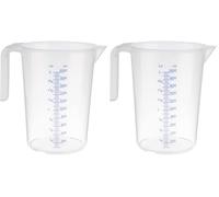 APS Verre doseur de 2 litres, diamètre 15 x hauteur 20,5 cm, tasse en plastique avec échelle de mesure en relief à l'extérieur, poignée ouverte, division L/ml, passe au lave-vaisselle (Lot de 2)
