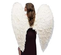 Aptafêtes - AC0037/BLANC - Maxi ailes d'ange plumes blanc - Taille 120 x 120 cm