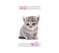 APTEX Serviette De Plage en Coton Chaton - Gris - 70 X 140 Cm