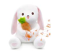 APUNOL Lapin Doudou Câlin Nuit paisible garantie｜Peluche Veilleuse Bébé Musicale et Lumineuse｜Veilleuse Doudou Bruit Blanc Bébé｜Avec détection des pleurs｜Cadeau Naissance Fille et Garçon Nouveau né