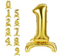 APXEL Ballon d'Anniversaire 1 Or, Foil Ballon Numéro Chiffre 101cm, Ballons Debout Gonflable Hélium, Deco Anniversaire 1 Ans Grand Ballons avec Base pour Fête Party Mariage