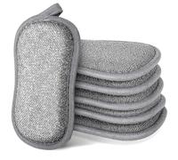 APXEL Eponge Réutilisable Lavable, 6 Pièces Microfibre Éponge, Éponges Vaisselle Lavable Double Faces, Durable Accessoire Multiusage Nettoyage pour Vaisselle, Cuisine, Salle de Bain (Gris)