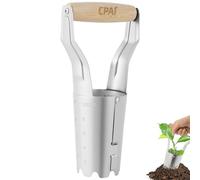 APXEL Plantoir à Bulbes, Transplanteur de Jardin en Fer Chromé et Manche en Bois Solide, Automatique Fleurs à Bulbe avec des Graduations Claires de 1-4 Pouces Outils de Jardin