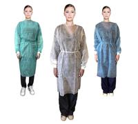 AQASKIN Blouses jetables en TNT 30g / m2, robes professionnelles jetables avec poignets en pur coton, travail à faire soi-même. Couleur: vert - bleu - blanc. Quantité 10 pcs. (Quantité 10 pcs, Blanc)