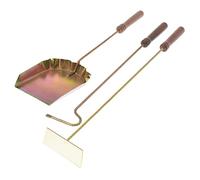 Aqbau® Ensemble de 3 couverts de cheminée - Accessoires de cheminée - Kit de cheminée - Galvanisé avec tisonnier - Grattoir à cendres - Pelle à charbon
