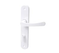 Aqbau® Ensemble de poignée de porte blanc - pour portes intérieures, entraxe 190 mm, entraxe serrure 72 mm, carré 8 mm, réversible droite/gauche, portes de WC de salle de bain