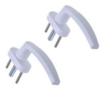 Aqbau® Lot de 2 poignées de fenêtre en PVC blanc - Olive en plastique sur rosace ovale - 28 x 63 mm - Poignées de fenêtre pour fenêtres, portes de balcon et portes de terrasse - Poignée ergonomique