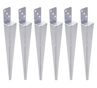 Aqbau Lot de 6 supports de poteau à enfoncer - Galvanisés à chaud - Manchons de sol à enfoncer en L - 60 x 600 mm
