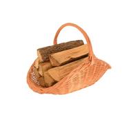 Aqbau® Panier à bûches en osier 65 x 35 cm - Paniers en bois et décoratifs faits main avec poignée - Panier à bois de cheminée naturel, panier à bois de chauffage - Universel pour bois de cheminée