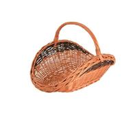 Aqbau® Panier en osier pour bois de chauffage - Panier à bûches naturel fait main, avec poignée - Range-bûches déco pour cheminée, format XL - 62 x 42 cm