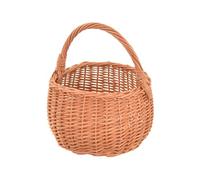 Aqbau Panier en osier tressé avec poignée, panier décoratif rond en osier naturel, Ø 20 cm, panier de rangement pour fleurs et cadeaux (Naturel)