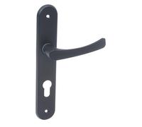 Aqbau® Poignée de porte blanche sur plaque longue 235x38 mm | Entraxe 72 mm | Avec trou pour cylindre - montage réversible