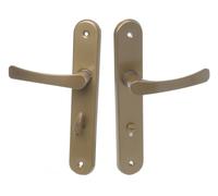 Aqbau® Poignée de porte longue plaque dorée | Poignée de porte | Poignée de porte | Poignée de porte | Ferrure de porte (portes de WC de salle de bain)