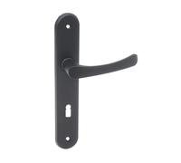 Aqbau® Poignée de porte noire sur plaque longue 235x38 mm | Entraxe 72 mm | Avec trou pour lassique - design moderne & robuste