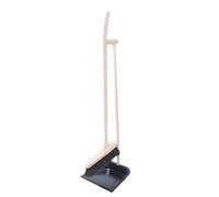 Aqbau Premium HolzI Set Pelle et Balayette Long Manche Noir - Balai et Pelle avec Long Manche en Bois de Hêtre et Crin - Pelle en Métal - Tient Debout - Pour Parquet & Carrelage