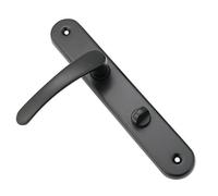 Aqbau® Set de poignées de porte avec plaque longue, poignée de porte, poignées de porte, ferrure de porte (portes de toilette)