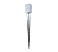 Aqbau Support Poteau à Enfoncer 90x90 mm (750 mm) - Pied de Bois, Douille Galvanisée à Chaud - Fixation Carré pour Carport, Pergola, Abri Jardin - Ancrage 9x9 cm