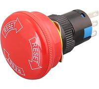 AQHYEBNSR Interrupteur Encodeur Grand Champignon Arrêt d'urgence de la tête 16 mm Bouton en Plastique Verrouillage Rotatif à bornes 3 Broches(Large Head,1NO1NC)