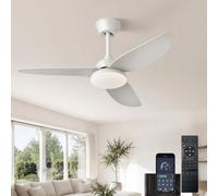 AQLEDY Ventilateur Plafond Silencieux avec Lumiere 100cm, Lampe Intégrée Ventilateur Plafond, Moteur Réversible DC, 6 Vitesses, Dimmable Fonction Mémoire, Lustre Ventilo pour Chambre Salon - Blanc