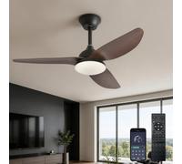 AQLEDY Ventilateur Plafond Silencieux avec Lumiere 100cm, Lampe Intégrée Ventilateur Plafond, Moteur Réversible DC, 6 Vitesses, Dimmable Fonction Mémoire, Lustre Ventilo pour Chambre Salon - Bois Noir