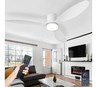 AQLEDY Ventilateur Plafond Silencieux Avec Lumiere, Lustre Ventilateur Design Avec Telecommande, Ventilo Plafond Avec Lampe Intégrée DC Réversible 6 Vitesses Pour Salon Chambre-White||42in