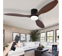 AQLEDY Ventilateur Plafond Silencieux Avec Lumiere, Lustre Ventilateur Design Avec Telecommande, Ventilo Plafond Avec Lampe Intégrée DC Réversible 6 Vitesses Pour Salon Chambre-Black-WoodGrain||52in