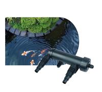 AQPOND Stérilisateur UV pour bassins - Clarificateur UV-C pour contrôle des algues et des eaux Vertes - Système de stérilisation pour bassins et fontaines de Jardin - 1500 l/h - 9 W