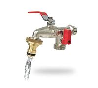 Aqua Control G6354 Robinet de Jardin Premium à Double Sortie 1/2" - 3/4" Pinceau, Laiton, Argent