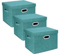 Aqua Deep Boîtes de rangement avec couvercle, grandes, Boîtes de rangement avec couvercle pour penderie, chambre d'enfant, boîtes de rangement pour organiser la maison et le bureau, 3 pièces
