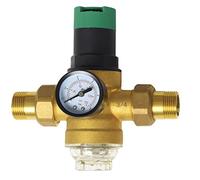 AQUA HEATING Réducteur de Pression d'Eau avec Manomètre et Filtre, 3/4" | Régulateur de pression en laiton, filtre à tamis inox, vanne de réduction, compatible plomberie 3/4"