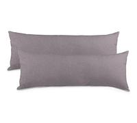 aqua-textil Classic Line Housse de Coussin Lot de 2 Fermeture Éclair Coton 40 x 200 cm Gris foncé