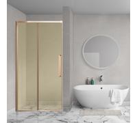Aqua Vista Lokla Linea porte de niche - 160x200cm - set de montage incluse - verre champagne - cuivre brossé R-BC-LC160-CG-SCX