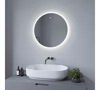 AQUABATOS® Miroir de Salle de Bain LED avec éclairage Rond 60 x 60 x 2,5 cm - Capteur Infrarouge - Commande gestuelle - Blanc Froid 6400 K - Intensité Variable - Design Fin