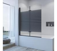 AQUABATOS pare baignoire sans perçage noir mat 120 x 140 cm paroi de douche en verre de sécurité 5 mm, Fixation de baignoire Pliable avec NANO Revêtement